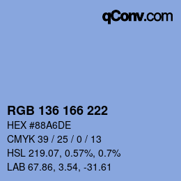 Color code: RGB 136 166 222 | qconv.com