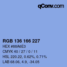 Color code: RGB 136 166 227 | qconv.com
