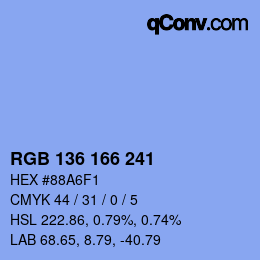 Color code: RGB 136 166 241 | qconv.com
