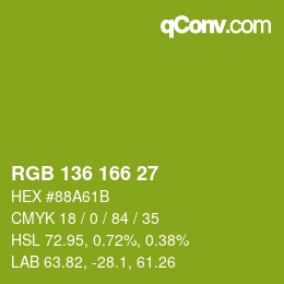 Color code: RGB 136 166 27 | qconv.com