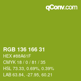 Color code: RGB 136 166 31 | qconv.com