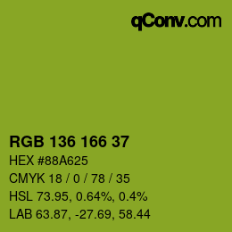 Color code: RGB 136 166 37 | qconv.com