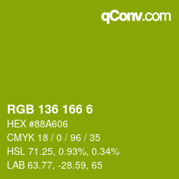 Color code: RGB 136 166 6 | qconv.com