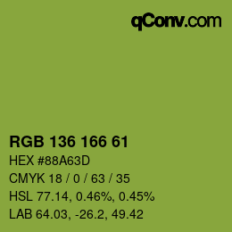 Color code: RGB 136 166 61 | qconv.com