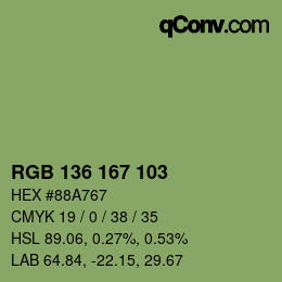 Farbcode: RGB 136 167 103 | qconv.com