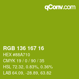 Color code: RGB 136 167 16 | qconv.com