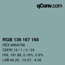 Color code: RGB 136 167 168 | qconv.com