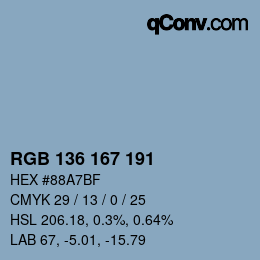 Color code: RGB 136 167 191 | qconv.com