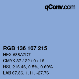 Color code: RGB 136 167 215 | qconv.com