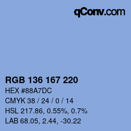 Color code: RGB 136 167 220 | qconv.com