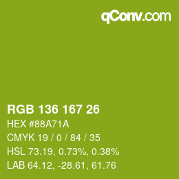 Color code: RGB 136 167 26 | qconv.com