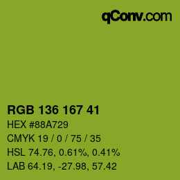 Color code: RGB 136 167 41 | qconv.com