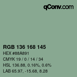 Color code: RGB 136 168 145 | qconv.com