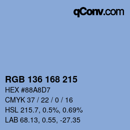 Color code: RGB 136 168 215 | qconv.com