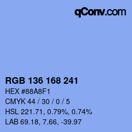 Color code: RGB 136 168 241 | qconv.com