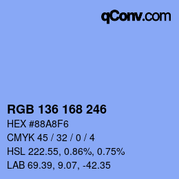Color code: RGB 136 168 246 | qconv.com
