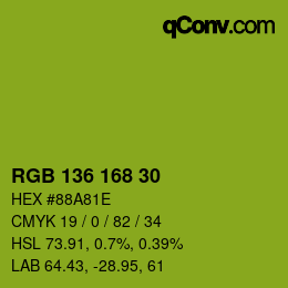 Color code: RGB 136 168 30 | qconv.com