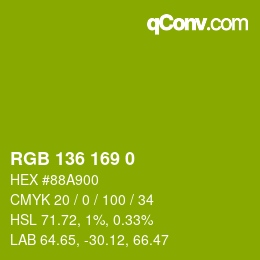 Color code: RGB 136 169 0 | qconv.com