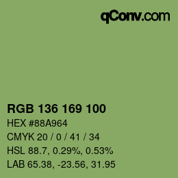 Color code: RGB 136 169 100 | qconv.com