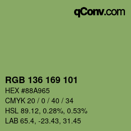 Color code: RGB 136 169 101 | qconv.com