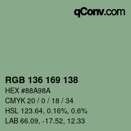 Color code: RGB 136 169 138 | qconv.com