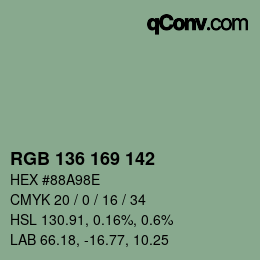 Color code: RGB 136 169 142 | qconv.com