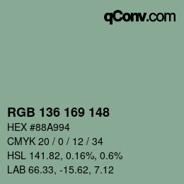 Color code: RGB 136 169 148 | qconv.com