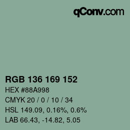 Color code: RGB 136 169 152 | qconv.com