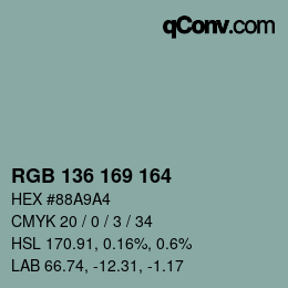 Color code: RGB 136 169 164 | qconv.com