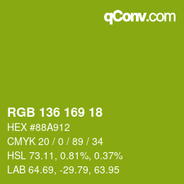 Color code: RGB 136 169 18 | qconv.com