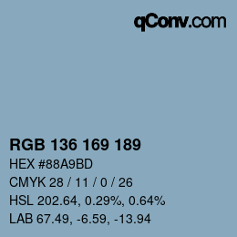 Color code: RGB 136 169 189 | qconv.com