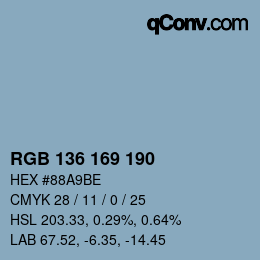 Color code: RGB 136 169 190 | qconv.com