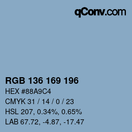 Color code: RGB 136 169 196 | qconv.com
