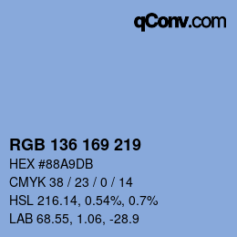 Color code: RGB 136 169 219 | qconv.com