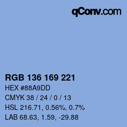 Color code: RGB 136 169 221 | qconv.com