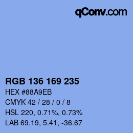 Farbcode: RGB 136 169 235 | qconv.com