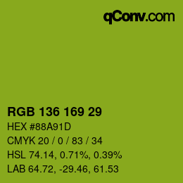 Color code: RGB 136 169 29 | qconv.com
