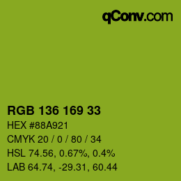 Color code: RGB 136 169 33 | qconv.com