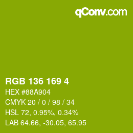 Code couleur: RGB 136 169 4 | qconv.com