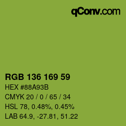 Color code: RGB 136 169 59 | qconv.com