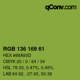 Color code: RGB 136 169 61 | qconv.com