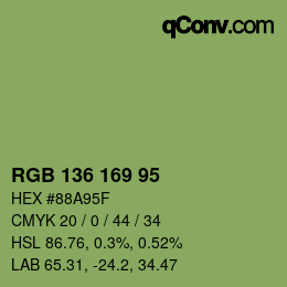 颜色代码: RGB 136 169 95 | qconv.com