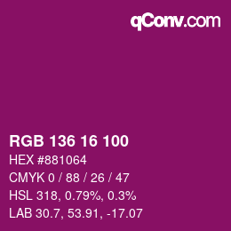 Color code: RGB 136 16 100 | qconv.com