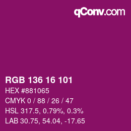 Color code: RGB 136 16 101 | qconv.com