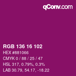 Color code: RGB 136 16 102 | qconv.com