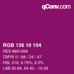 Color code: RGB 136 16 104 | qconv.com