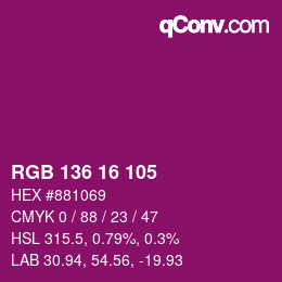カラーコード: RGB 136 16 105 | qconv.com