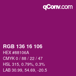 Color code: RGB 136 16 106 | qconv.com