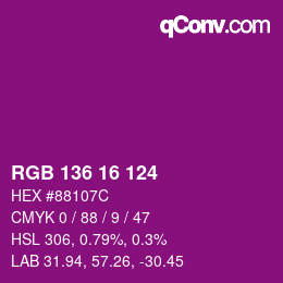 Color code: RGB 136 16 124 | qconv.com
