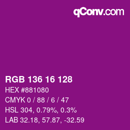 カラーコード: RGB 136 16 128 | qconv.com